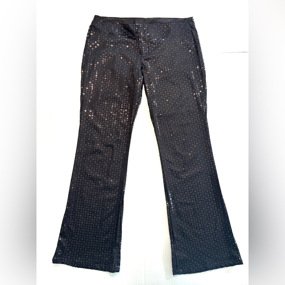 Paris Blues Original 90s Y2K Glam Black Sequin Flare Pants Junior 9 or Women’s M